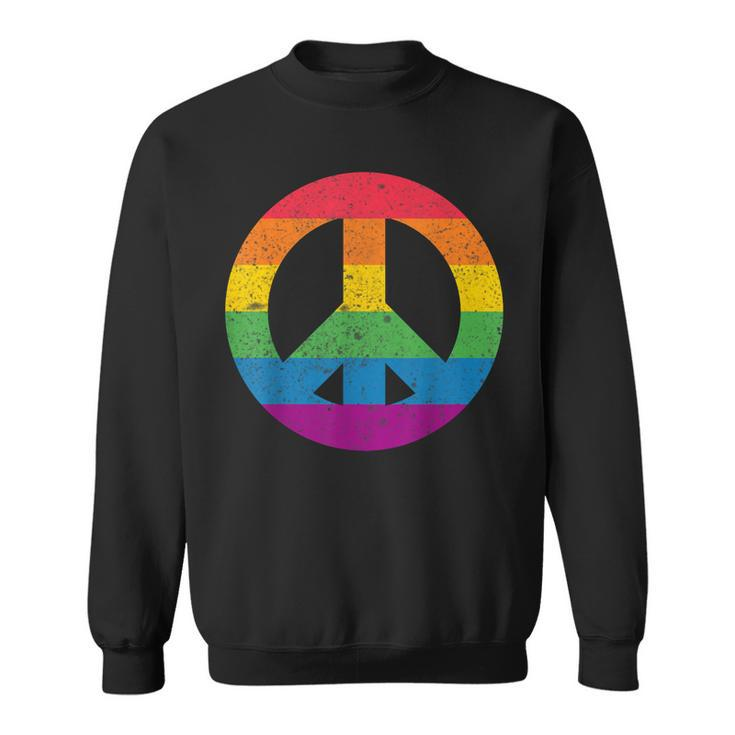 Gay Pride Lgbtq Peace Love 60S 70S Groovy Hippie  Sweatshirt