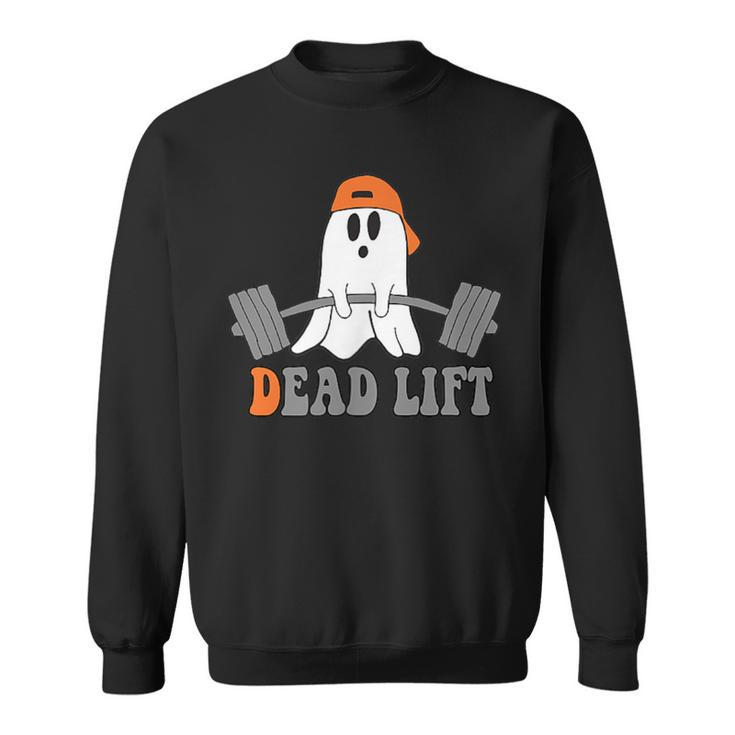 Ghost Dead Lift Halloween Ghost Gym Graphic Pocket Sweatshirt