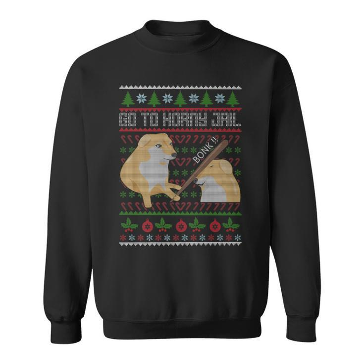 Go To Horny Jail Ugly Christmas Sweater Bonk Meme Sweatshirt