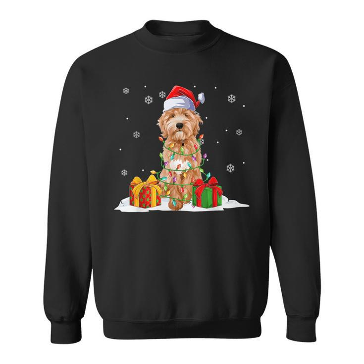 Goldendoodle Santa Christmas Tree Lights Xmas Pajama Dogs Sweatshirt