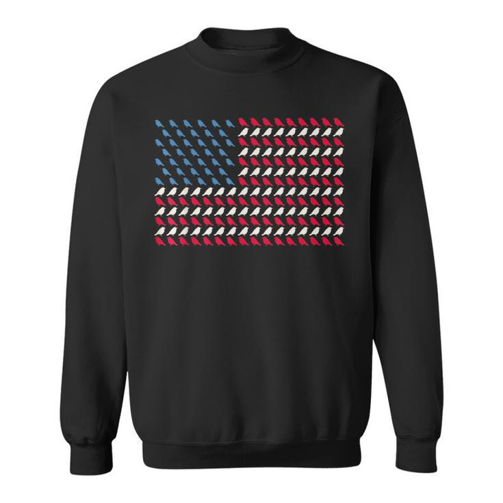 Goldfinch American Flag Passerine Us 4Th Of July Usa Sweatshirt