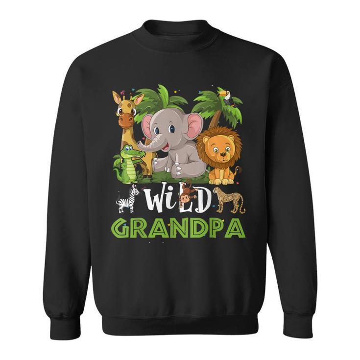Grandpa Of The Wild Zoo Birthday Safari Jungle Animal Funny Sweatshirt
