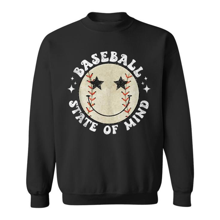 Groovy Smile Face Retro Game Day Baseball Player Fans Lover  Sweatshirt