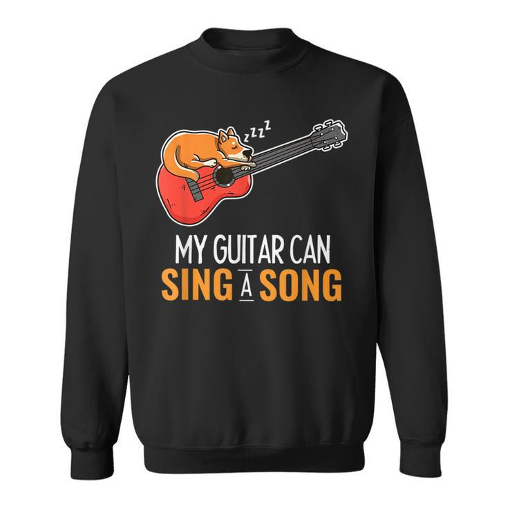 Guitar Sing A Song Corgi Sleeping Acoustic Guitarist  Sweatshirt