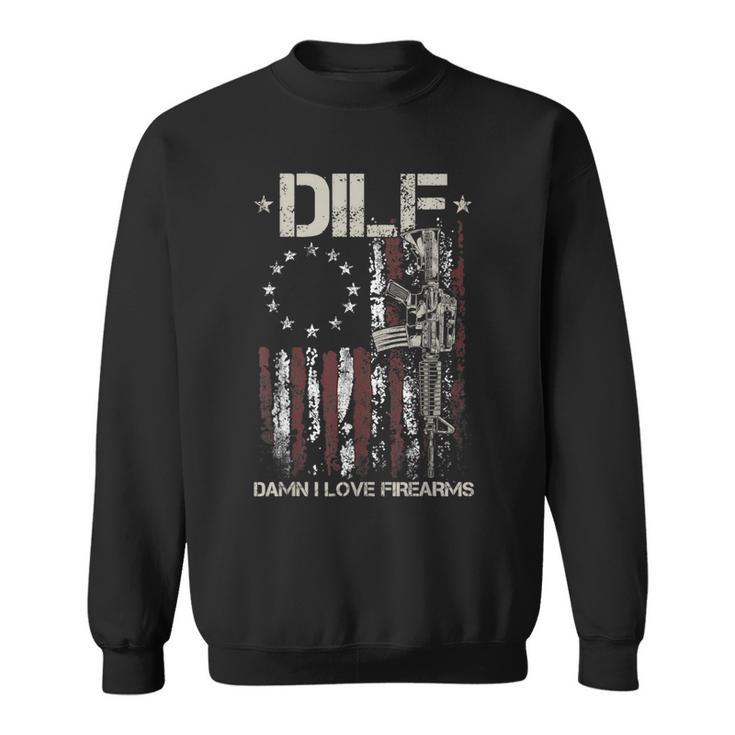 Gun American Flag Dilf - Damn I Love Firearms  Sweatshirt