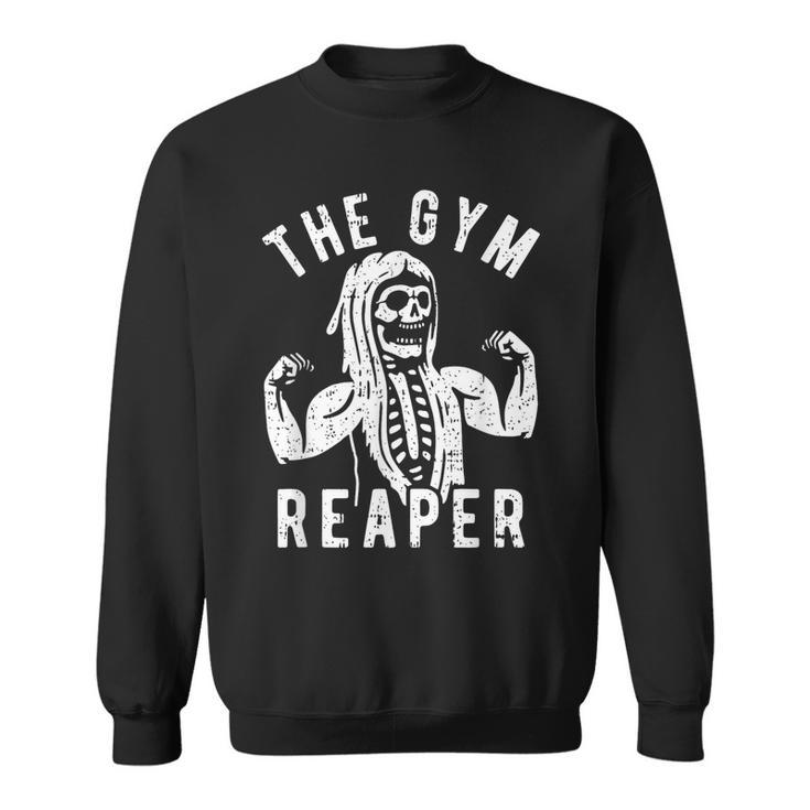 Gym Reaper Halloween Costume Skeleton Fitness Workout Sweatshirt