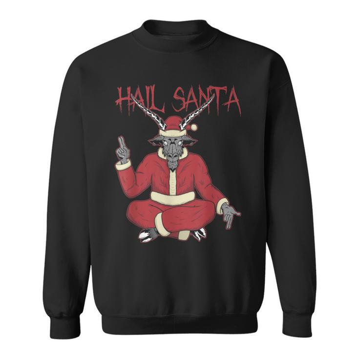 Hail Santa Ugly Christmas Sweater Rock Metal Satan Pentagram Sweatshirt