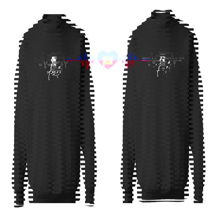 Haiti Heritage Roots Proud Heartbeat Haitian Flag Pride Sweatshirt