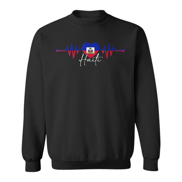 Haiti Heritage Roots Proud Heartbeat Haitian Flag Pride Sweatshirt