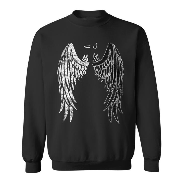 Half Angel Half Devil Back Of Distressed Wing Sweatshirt