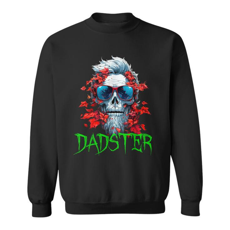 Halloween Dadster Skeleton With Red Sunglasses Dad Skull Sweatshirt