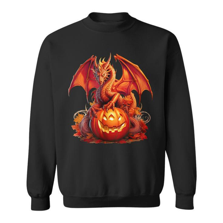 Halloween Dragon Guardian Of The Pumpkin Autumn Silhouette Sweatshirt