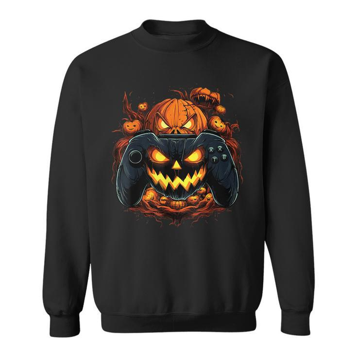 Halloween Gaming Jack O Lantern Pumpkin Face Controller Sweatshirt