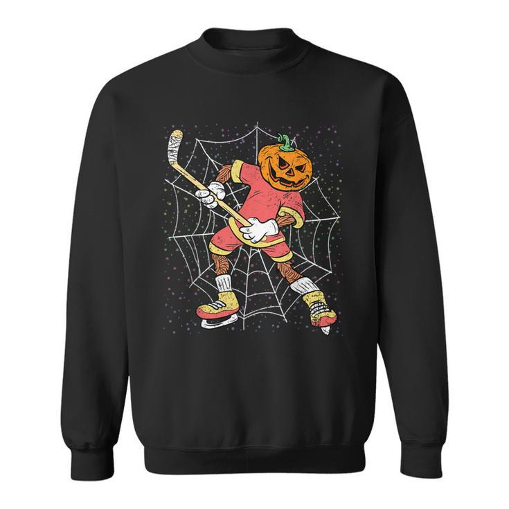 Halloween Pumpkin Scary Ice Hockey Sport Costume Skater Sweatshirt