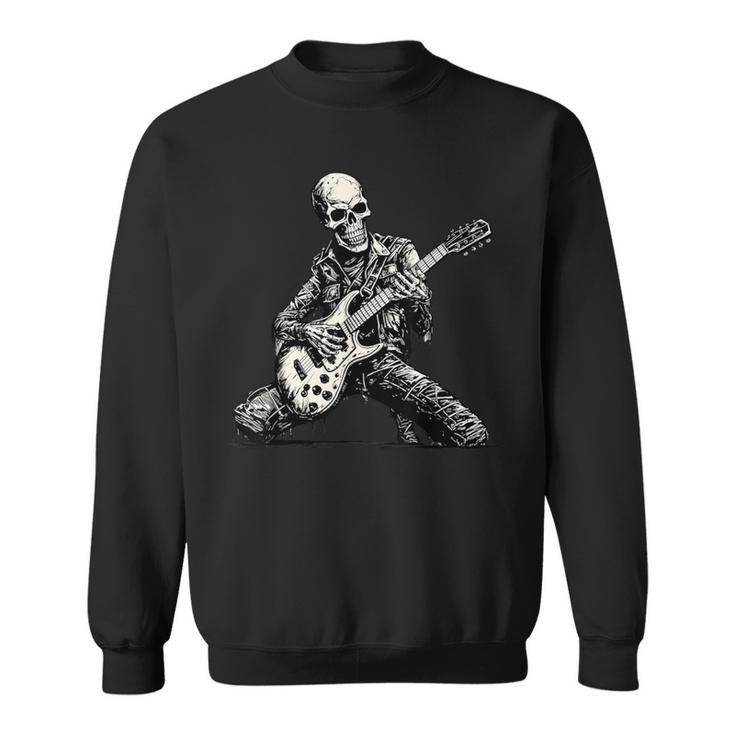 Halloween Skeleton Playing Guitar Rock And Roll Skull Sweatshirt