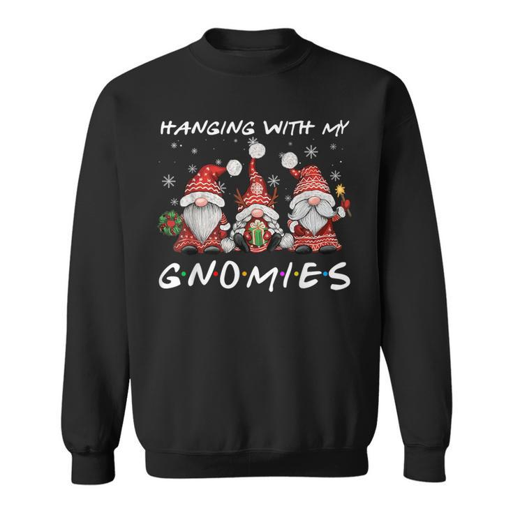 Hanging With Gnomies Christmas Gnomes Xmas Buffalo Plaid Red Sweatshirt