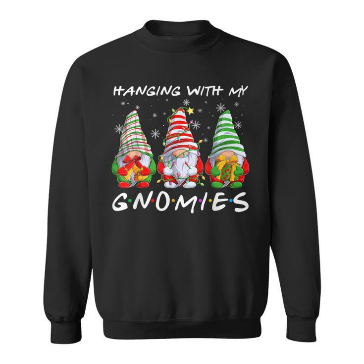 Hanging With Gnomies Gnomes Light Christmas Pajamas Mathicng Sweatshirt