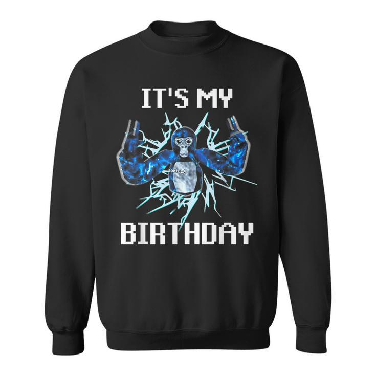 Happy Birthday GorillaIts My Birthday Vr Gamer Boy Sweatshirt