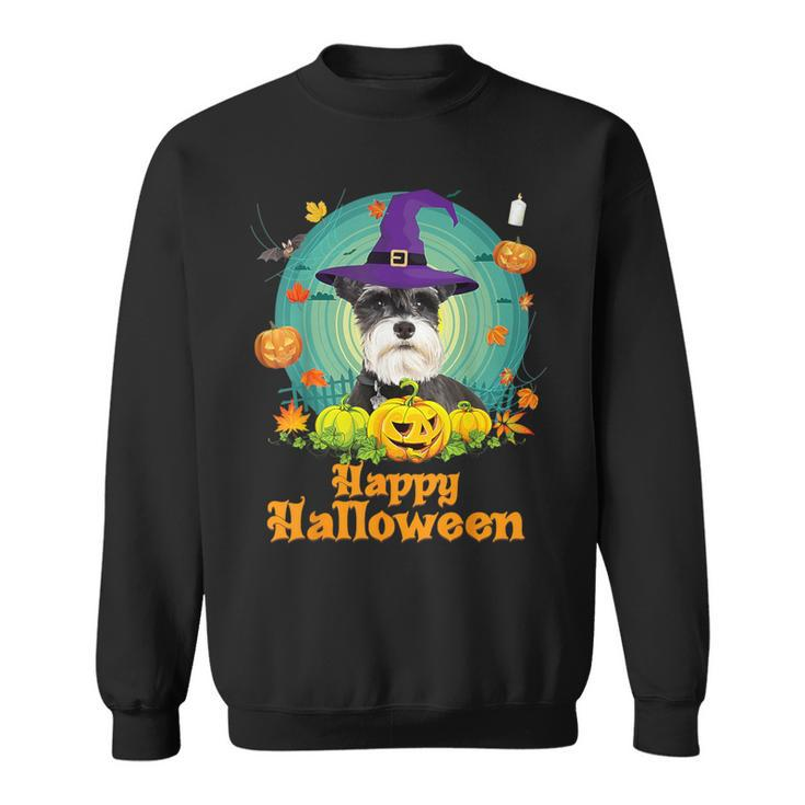 Happy Halloween Schnauzer Dog Pumpkin Witch Ghost Cute Scary Sweatshirt