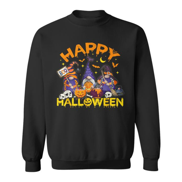 Happy Halloween Three Gnomes Skeleton Zombie Trick Or Treat Sweatshirt