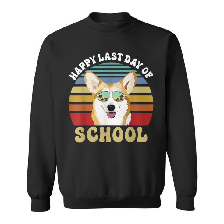 Happy Last Day Of School Corgi Dog Summer Beach Vibe  Sweatshirt