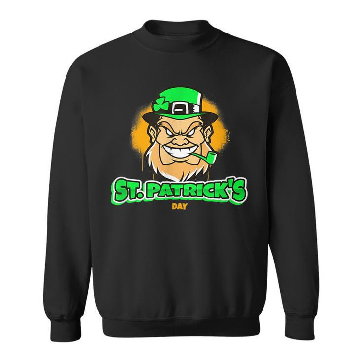 Happy St Patricks Day Scary Angry Leprechaun Design  Sweatshirt