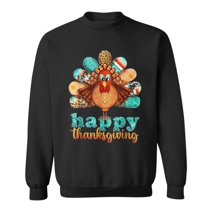 Happy Thanksgiving Turkey Day Leopard Holiday Sweatshirt