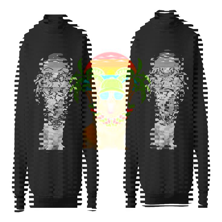 Hawaiian Corgi Dog Wearing Sunglasses Sunset On Beach Summer Sweatshirt Hawaiian Corgi Dog Wearing Sunglasses Sunset On Beach Summer Sweatshirt