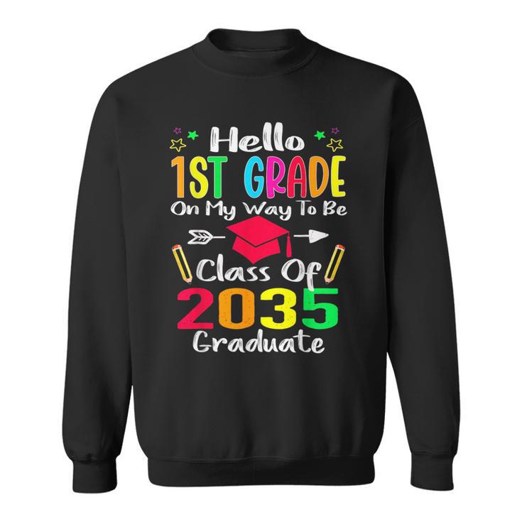 Hello 1St Grade Back To School Class Of 2035 Grow With Me Mens Back ...