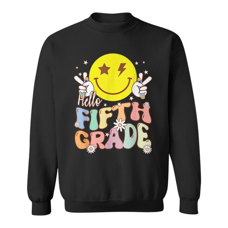 Hello Fifth Grade Hippie Smile Face 5Th Grade Back To School Sweatshirt