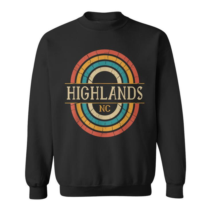 Highlands North Carolina Vintage Nc Distressed 70S 80S Retro Sweatshirt