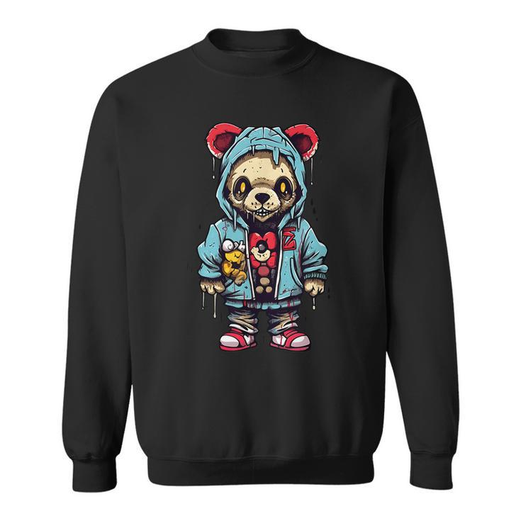 Hip Hop Teddy Bear Zombie Teddy Bear Streetwear Horror Drip Teddy Bear  Sweatshirt