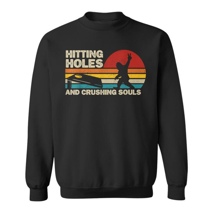 Hitting Holes And Crushing Souls Bigfoot Cornhole Sweatshirt