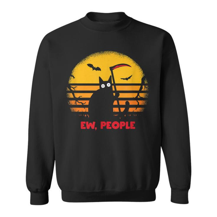 Horror Reaper Cat With Scythe Ew People Creepy Halloween Halloween Sweatshirt