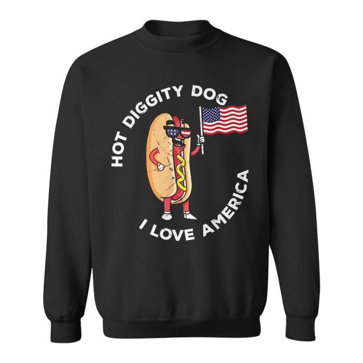 Hot Diggity Dog July 4Th Patriotic Bbq Picnic Usa Funny  Patriotic Funny Gifts Sweatshirt