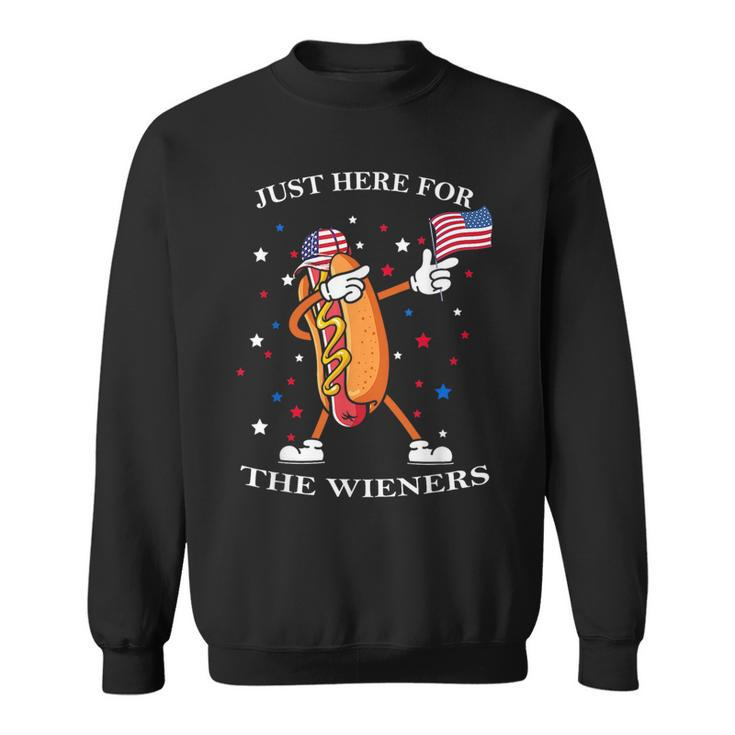 Hot Dog Im Just Here For The Wieners Funny Fourth Of July Sweatshirt