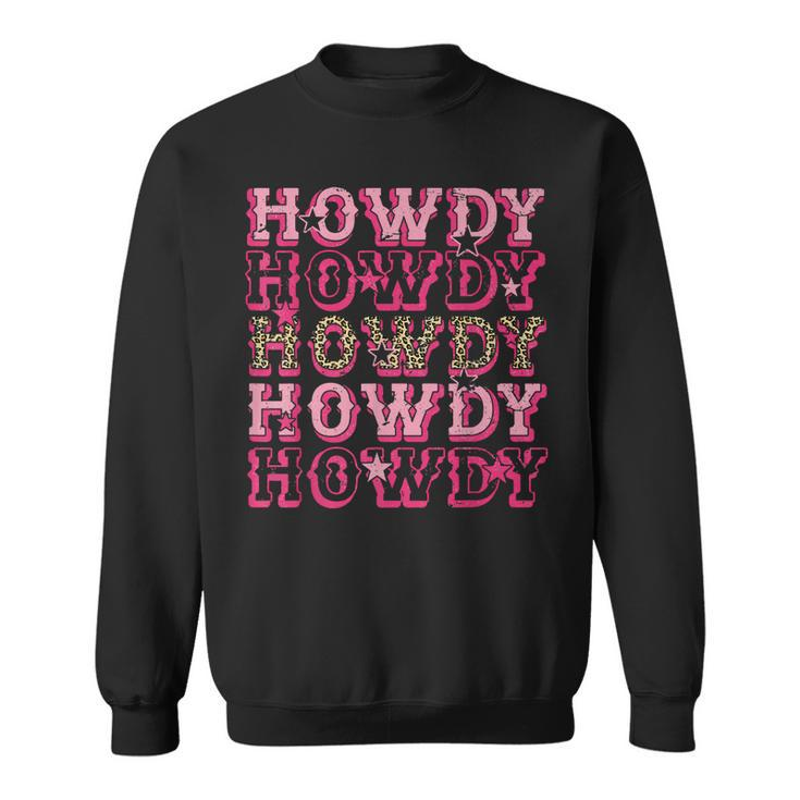 Howdy Pink Leopard Western Cowgirl Sweatshirt