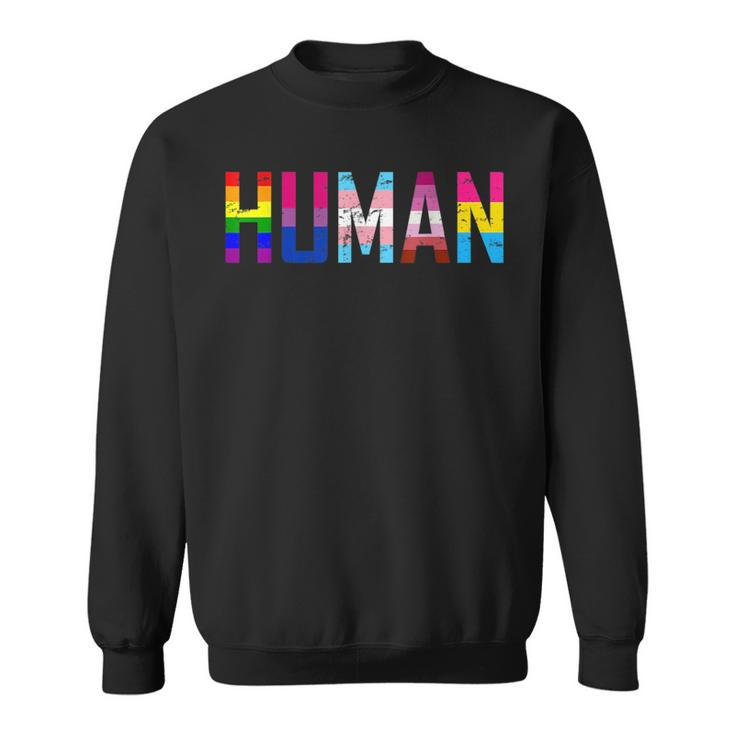 Human Lgbt Flag - Gay Bi Trans Lesbian Pansexual Pride  Sweatshirt