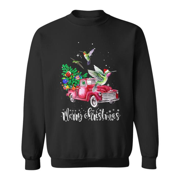 Hummingbird Christmas Ride Red Truck Sweatshirt