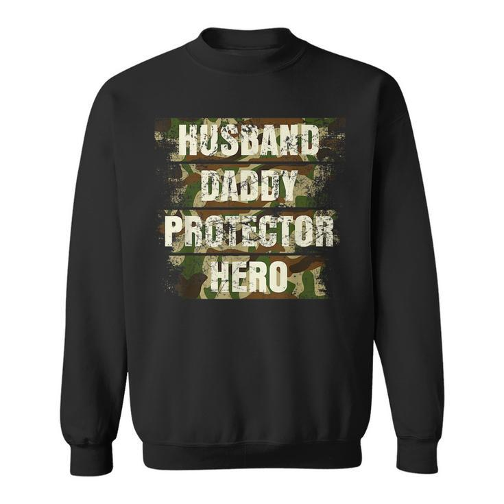 Husband Daddy Protector Hero Fathers Day For Dad Retro Camo Sweatshirt