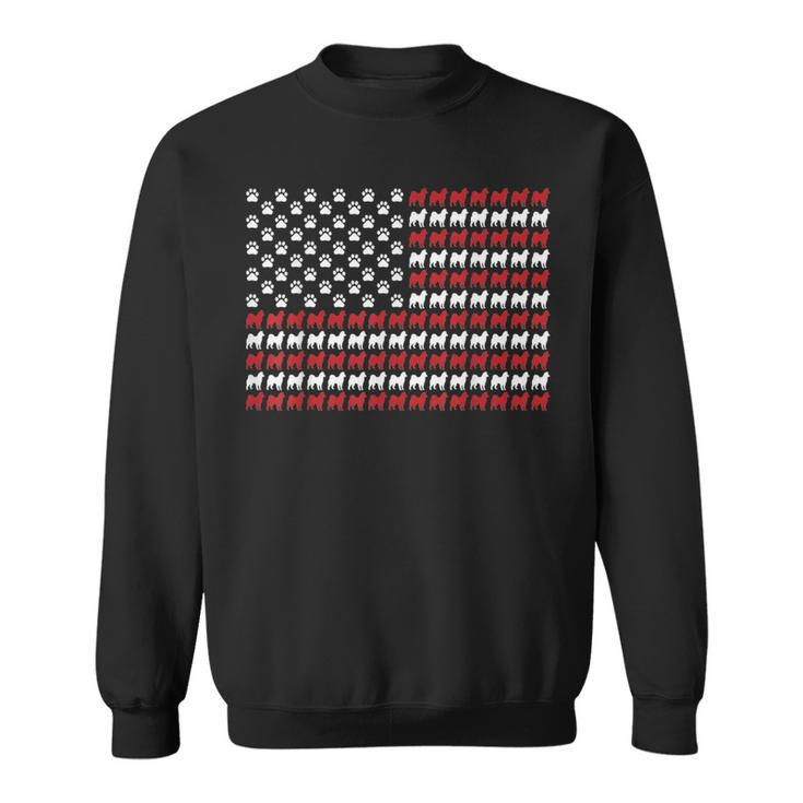 Husky Dog American Flag Patriotic 4Th Of July  Sweatshirt