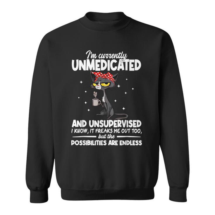 Im Currently Unmedicated And Unsupervised Cat Lover Gifts For Cat Lover Funny Gifts Sweatshirt