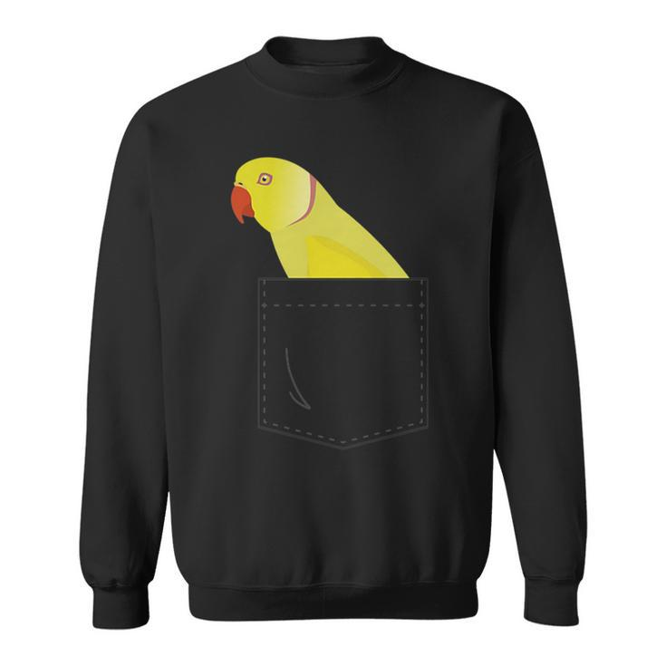 Indian Ringneck Parakeet Yellow Parrot Fake Pocket Sweatshirt