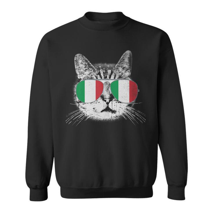 Italian Italy Flag Country Roots Cat Lover Pride Gift Family Sweatshirt