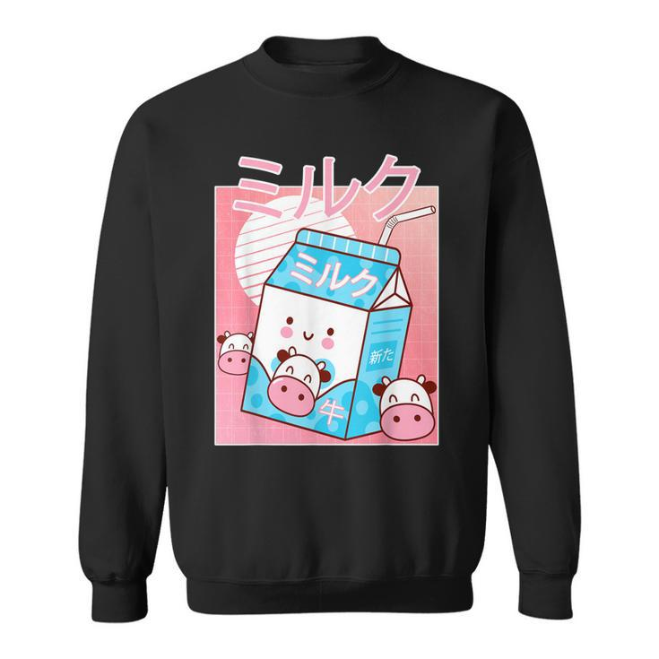 Japanese Kawaii Cow Milk Shake Carton Funny Retro 90S  Sweatshirt
