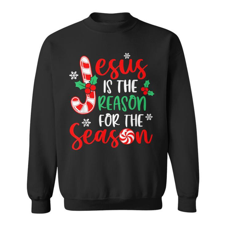 Jesus Is The Reason For The Season Christmas Xmas Candy Cane Sweatshirt