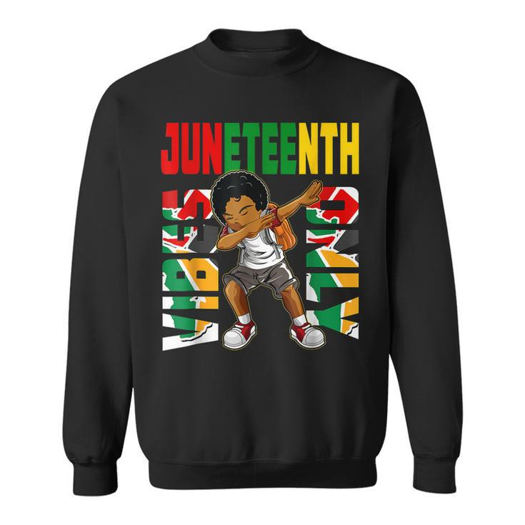 Junenth 1865 Dabbing Vibes Only Black African Boys Kids  Sweatshirt
