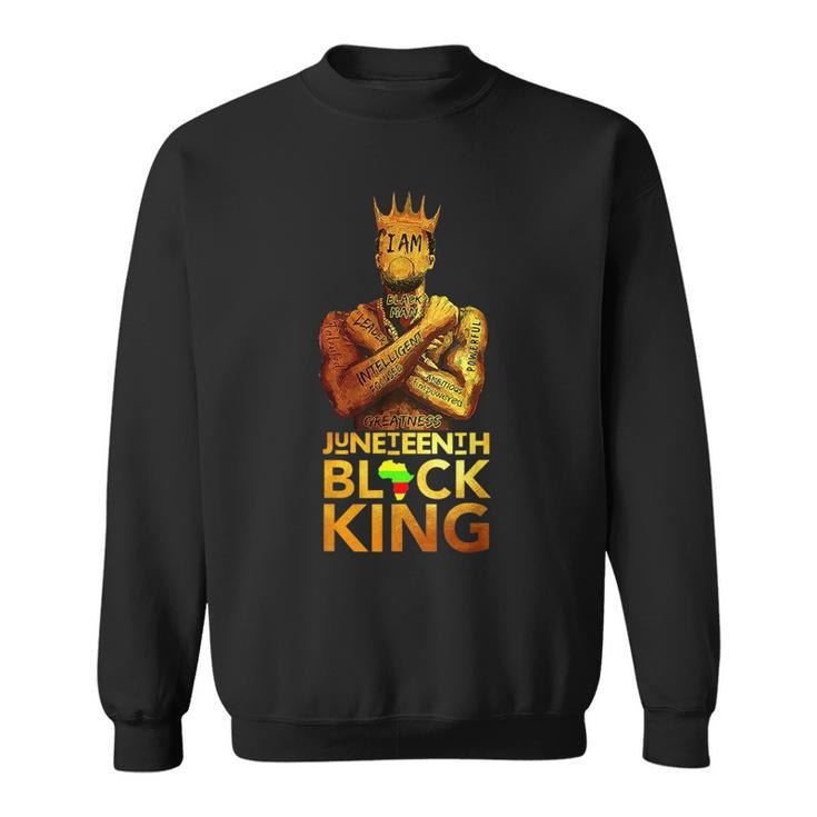 Junenth Black King Melanin Dad Fathers Day Black Afro  Sweatshirt
