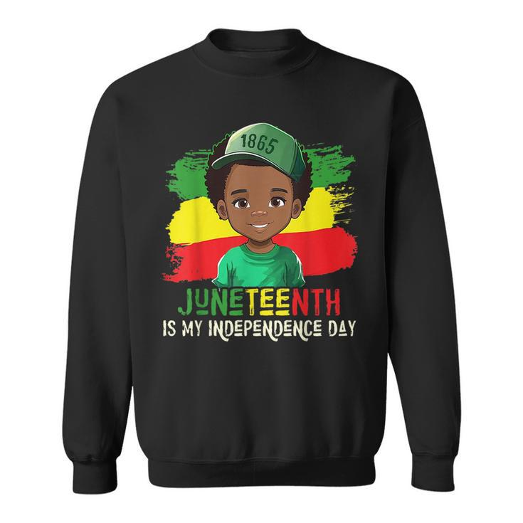 Junenth Is My Independence Day Brown Skin King Boys Kids  Sweatshirt