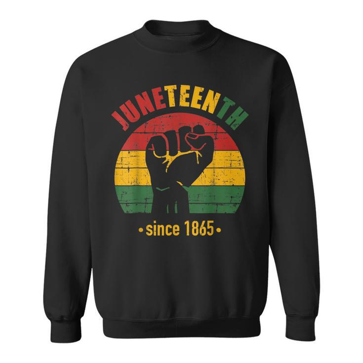 Junenth Since 1865 With Pan African Flag And Fist  Sweatshirt